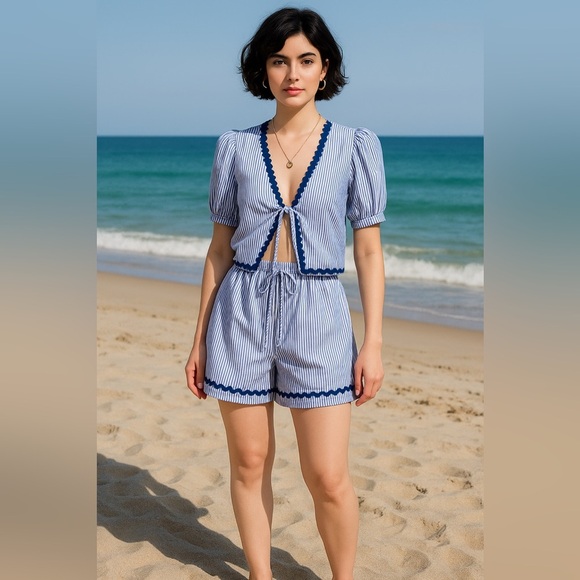 Lavender Puff Sleeve Top and Short Set- Missing internal and external tags - Picture 1 of 5